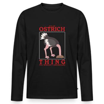 Oiseau d’autruche | Autruche amant autruches cadeau - T-shirt manches longues Premium bio Homme - noir - Devant - Nico (187cm)