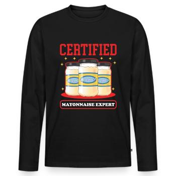 Mayonnaise Expert Mayo Gift - Men's Premium Organic Long Sleeve Shirt - black - Front - Nico (187cm)