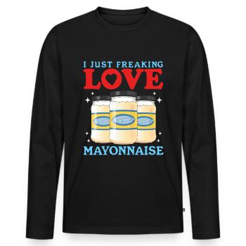 Cadeau de mayonnaise Mayo - T-shirt manches longues Premium bio Homme - noir - Devant - Nico (187cm)