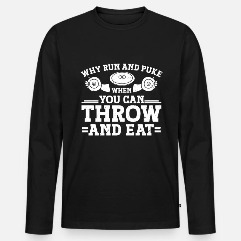 Diskuswerfer Leichtathlet Disc Throw - Männer Premium Bio Langarmshirt - Schwarz