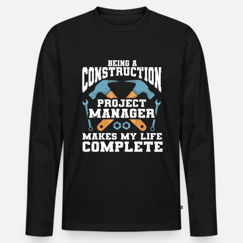 Bauprojektmanager - Männer Premium Bio Langarmshirt - Schwarz