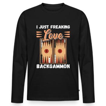 Jeu de société de backgammon Backgammon jouer cadeau - T-shirt manches longues Premium bio Homme - noir - Devant - Nico (187cm)