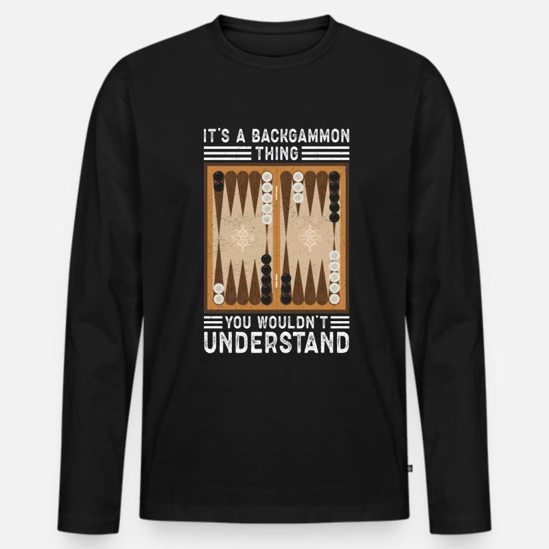 Backgammon Spil | Backgammon brætspil gave - Premium økologisk langærmet T-shirt til mænd - sort