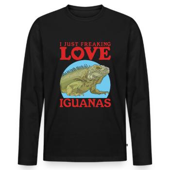 Iguana Reptile Lizard Iguanas Gift - Men's Premium Organic Long Sleeve Shirt - black - Front - Nico (187cm)