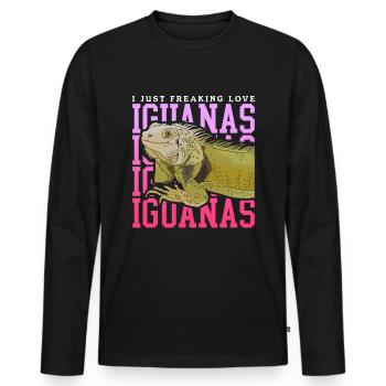 Iguana Lizard Reptile Iguanas Gift - Men's Premium Organic Long Sleeve Shirt - black - Front - Nico (187cm)