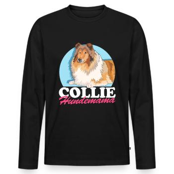 Collie chien maman cheveux longs Collie chien cadeau - T-shirt manches longues Premium bio Homme - noir - Devant - Nico (187cm)