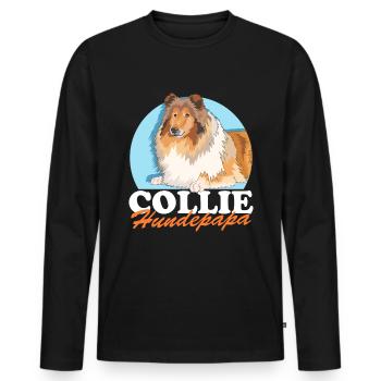 Collie chien papa cheveux longs Collie chien cadeau - T-shirt manches longues Premium bio Homme - noir - Devant - Nico (187cm)