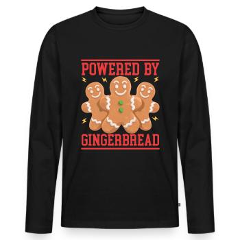 Pain d’épice bonhomme pain d’épice pain d’épice hommes cadeau - T-shirt manches longues Premium bio Homme - noir - Devant - Nico (187cm)