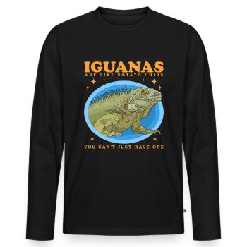 Iguana Reptile Lizard Iguanas Gift - Men's Premium Organic Long Sleeve Shirt - black - Front - Nico (187cm)