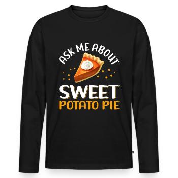Tarte aux patates douces Cadeau de tarte aux patates douces - T-shirt manches longues Premium bio Homme - noir - Devant - Nico (187cm)
