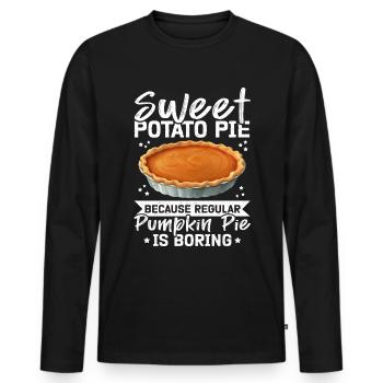 Cadeau d’amant de tarte aux patates douces - T-shirt manches longues Premium bio Homme - noir - Devant - Nico (187cm)