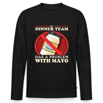 Mayo drôle Mayonnaise cadeau - T-shirt manches longues Premium bio Homme - noir - Devant - Nico (187cm)