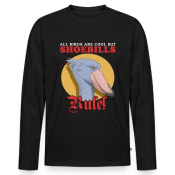 Shoebill oiseau bec-en-sabot cadeau - T-shirt manches longues Premium bio Homme - noir - Devant - Nico (187cm)