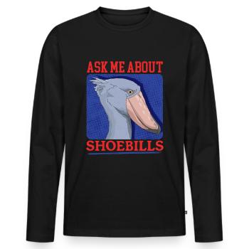 Shoebill bec-en-sabot oiseau cadeau - T-shirt manches longues Premium bio Homme - noir - Devant - Nico (187cm)