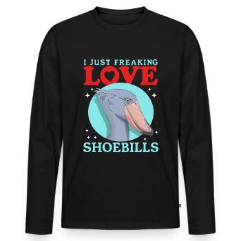 Shoebill oiseaux Shoebill oiseau cadeau - T-shirt manches longues Premium bio Homme - noir - Devant - Nico (187cm)