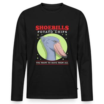 Shoebill Abu Markub Shoebill cadeau - T-shirt manches longues Premium bio Homme - noir - Devant - Nico (187cm)