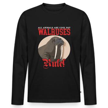 Walrus Walrus Gift - Men's Premium Organic Long Sleeve Shirt - black - Front - Nico (187cm)