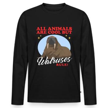 Walrus Walrus Walrus Walrus Gift - Men's Premium Organic Long Sleeve Shirt - black - Front - Nico (187cm)