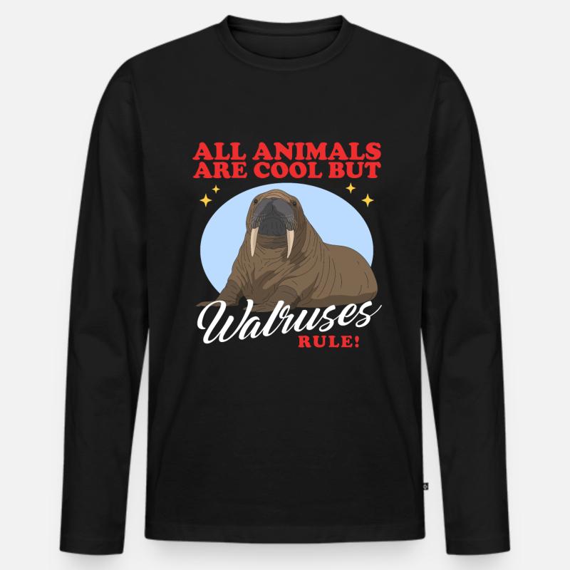Walross Walrus Walroß Walrosse Geschenk - Männer Premium Bio Langarmshirt - Schwarz