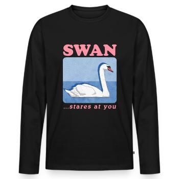 Swan Swan Lover Swans Gift - Men's Premium Organic Long Sleeve Shirt - black - Front - Nico (187cm)