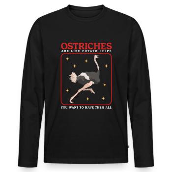 Ostrich Ostrich Lover Ostriches Gift - Men's Premium Organic Long Sleeve Shirt - black - Front - Nico (187cm)