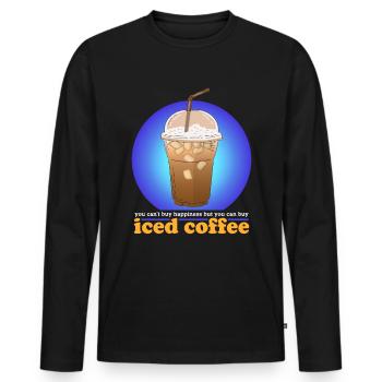Café glacé amateur de café Cadeau de café glacé - T-shirt manches longues Premium bio Homme - noir - Devant - Nico (187cm)