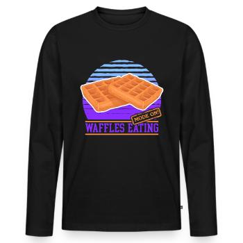 Gaufres Gaufres Lover Gaufre Cadeau - T-shirt manches longues Premium bio Homme - noir - Devant - Nico (187cm)