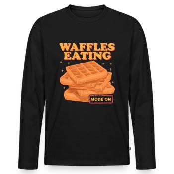 Gaufre Gaufre Lover Gaufres Cadeau - T-shirt manches longues Premium bio Homme - noir - Devant - Nico (187cm)