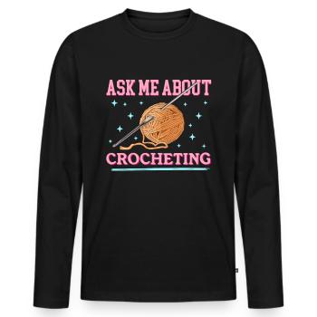Crochet Crochet fil cadeau - T-shirt manches longues Premium bio Homme - noir - Devant - Nico (187cm)
