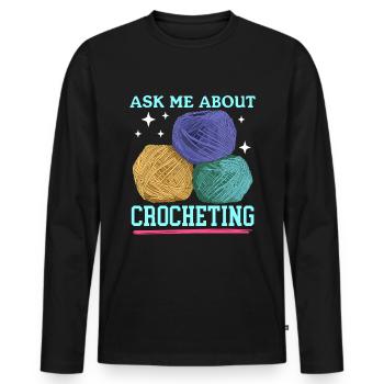 Crochet Crochet Crochet fil Crochet cadeau - T-shirt manches longues Premium bio Homme - noir - Devant - Nico (187cm)