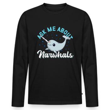 Narval baleine Narval Narval baleines cadeau - T-shirt manches longues Premium bio Homme - noir - Devant - Nico (187cm)