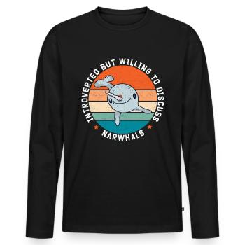 Narval Narval baleine Narval baleines cadeau - T-shirt manches longues Premium bio Homme - noir - Devant - Nico (187cm)