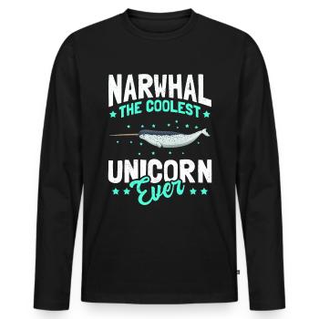 Narwhal Whale Narwhal Narwhal Whales Gift - Men's Premium Organic Long Sleeve Shirt - black - Front - Nico (187cm)