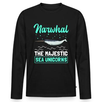 Narval baleine Narval baleines narval cadeau - T-shirt manches longues Premium bio Homme - noir - Devant - Nico (187cm)