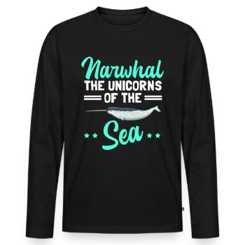 Baleine narval | Narvals Baleines Narval Cadeau - T-shirt manches longues Premium bio Homme - noir - Devant - Nico (187cm)