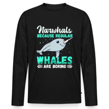 Narval Baleine | Narval Narval baleines cadeau - T-shirt manches longues Premium bio Homme - noir - Devant - Nico (187cm)