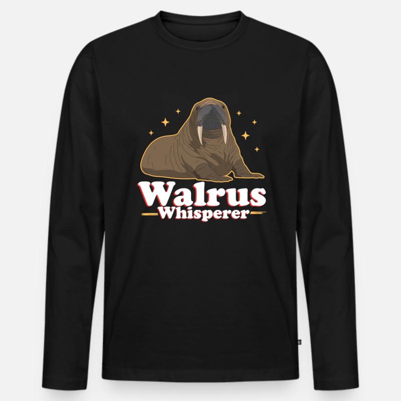 Walross Walrus Walrosse Walroß Geschenk - Männer Premium Bio Langarmshirt - Schwarz