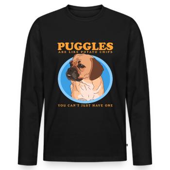 Puggle Dogs Dog Owners Dog Owner Gift - Men's Premium Organic Long Sleeve Shirt - black - Front - Nico (187cm)