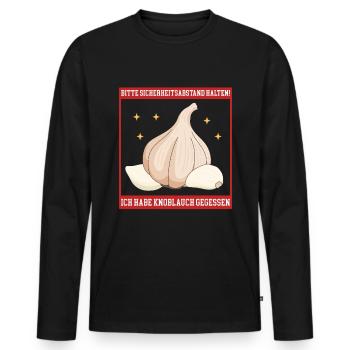 Cadeau de gousse d’ail d’ail - T-shirt manches longues Premium bio Homme - noir - Devant - Nico (187cm)