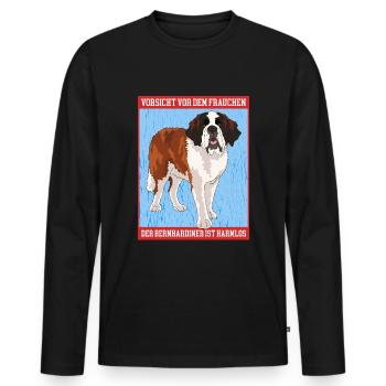 Bernhardiner Frauchen St. Bernhardshund Geschenk - Männer Premium Bio Langarmshirt - Schwarz - Vorne - Nico (187cm)