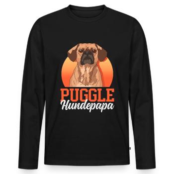 Puggle Dog Dad Dog Owner Gift - Men's Premium Organic Long Sleeve Shirt - black - Front - Nico (187cm)