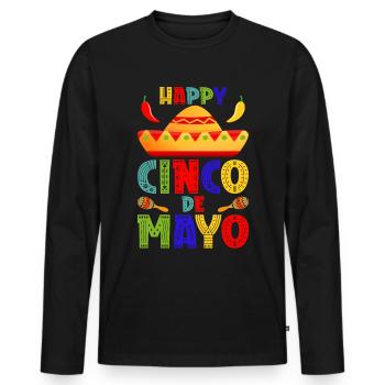 Cinco De Mayo | Mexican Fiesta Gift - Men's Premium Organic Long Sleeve Shirt - black - Front - Nico (187cm)