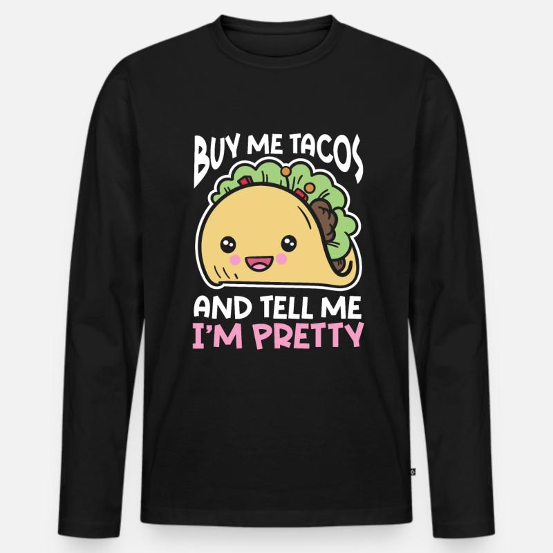 Lustiges Taco - Männer Premium Bio Langarmshirt - Schwarz
