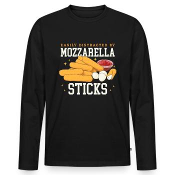 Mozzarella Sticks Cheese Cheese Lover Gift - Men's Premium Organic Long Sleeve Shirt - black - Front - Nico (187cm)