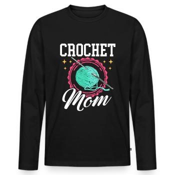 Crochet Maman Crochet Fil Cadeau - T-shirt manches longues Premium bio Homme - noir - Devant - Nico (187cm)