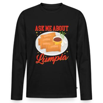 Lumpia Loempia Spring Roll Gift - Men's Premium Organic Long Sleeve Shirt - black - Front - Nico (187cm)