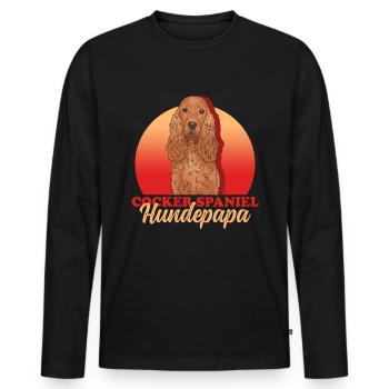 Cocker Spaniel chien papa | Cadeau Cocker Spaniel - T-shirt manches longues Premium bio Homme - noir - Devant - Nico (187cm)