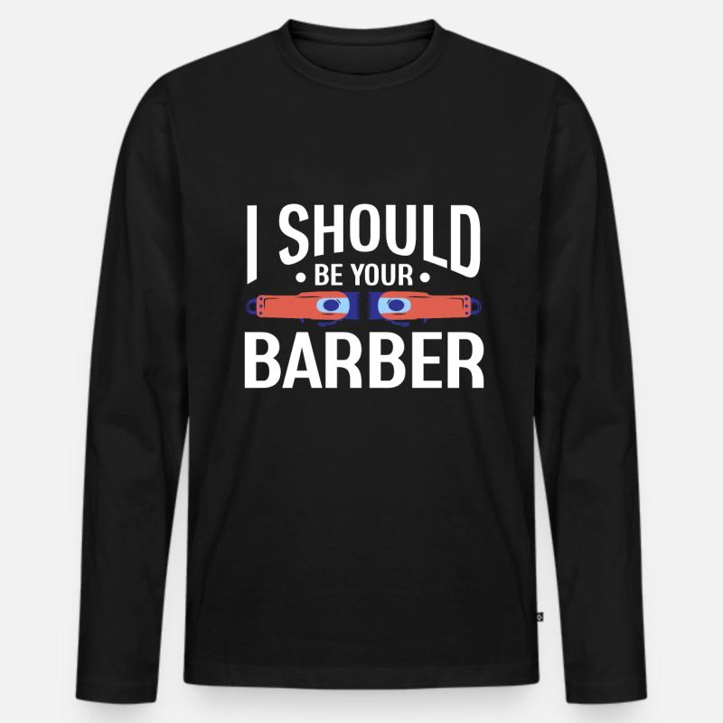 Weiblicher Friseur - Männer Premium Bio Langarmshirt - Schwarz