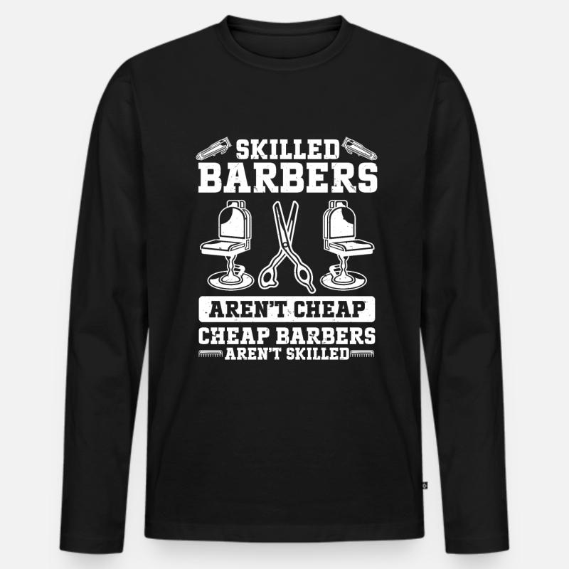 Weiblicher Friseur - Männer Premium Bio Langarmshirt - Schwarz