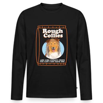 Collie Dog Longhair Collie Collies Gift - Men's Premium Organic Long Sleeve Shirt - black - Front - Nico (187cm)